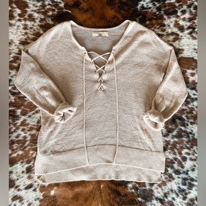 Loft Knit V-Neck Tie Sweater